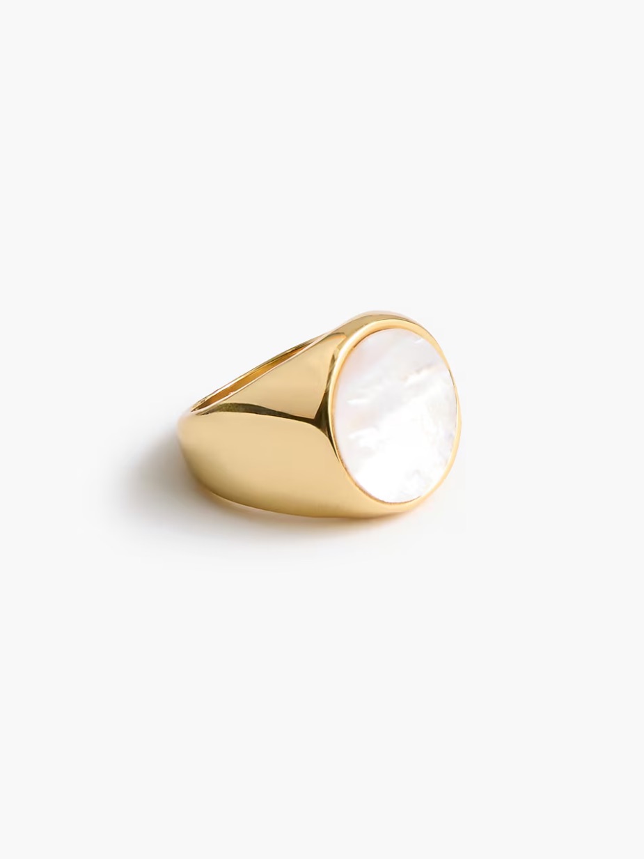 Jcrew Gold Mother-Of-Pearl Ring - Nwt - 6 7 8 9